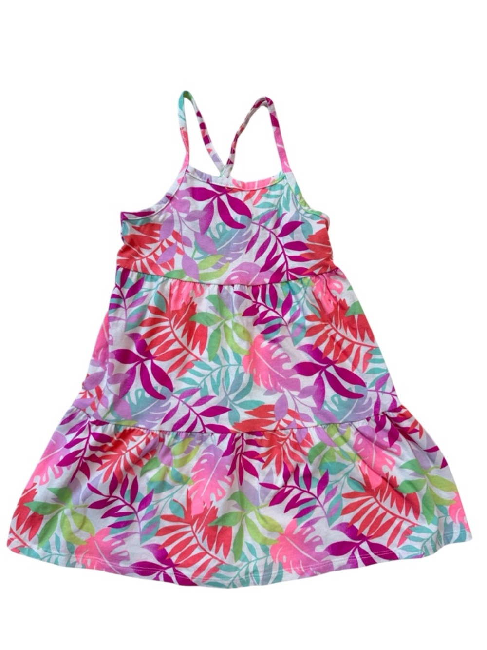 Jumping Beans Girls Floral Dress 5T Tropical Pink Summer Sundress Toddler EUC